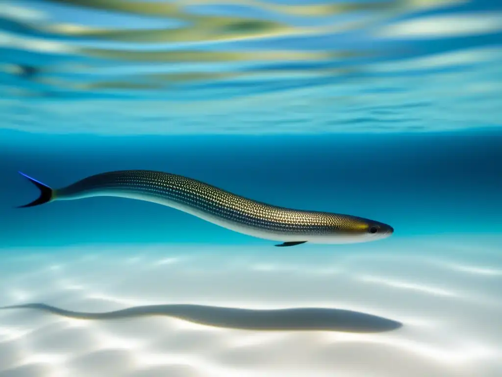 Anguila nadando en el océano azul - Gastronomía de anguila