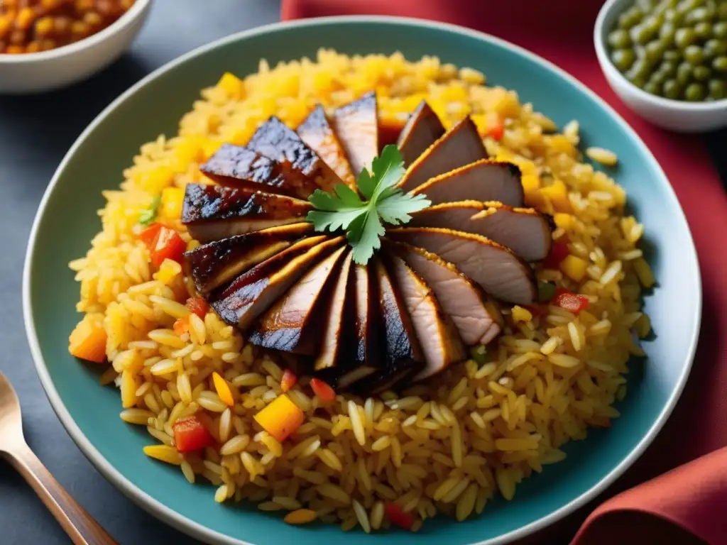 Arroz con gandules, cerdo y pollo adobado: un sabor vibrante de la cocina puertorriqueña