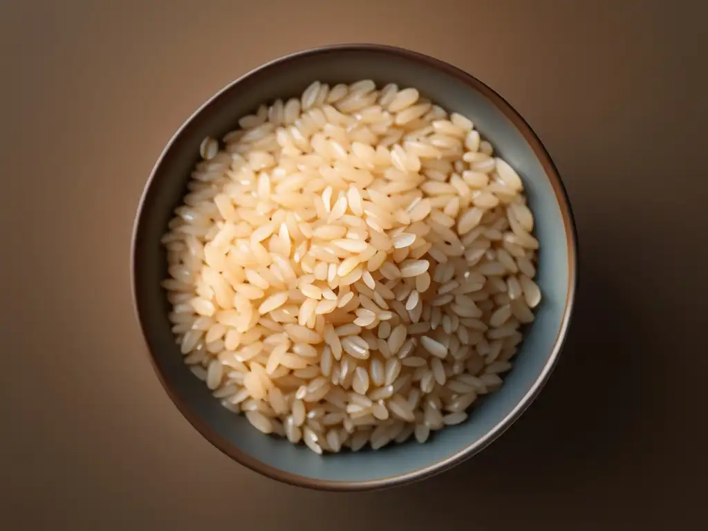 Las Propiedades Nutricionales del Arroz Integral: Un diseño geométrico mesmerizante de arroz integral cocido, resaltando su textura y valor nutritivo