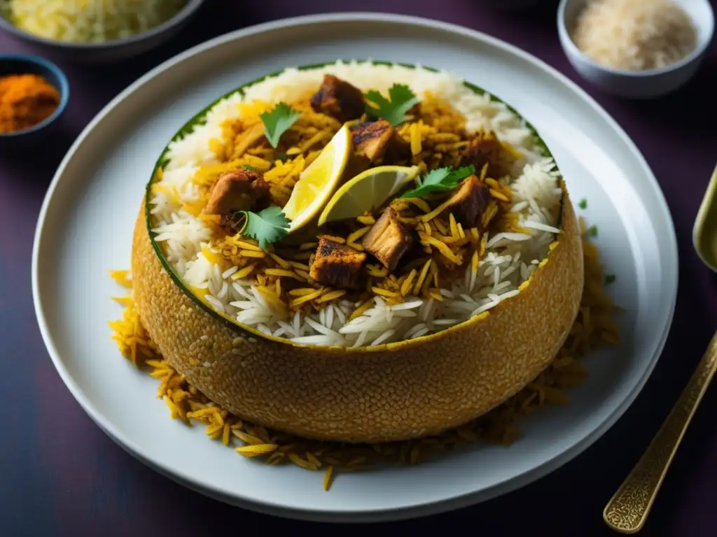 Una deliciosa imagen de un biryani perfectamente cocinado, el 