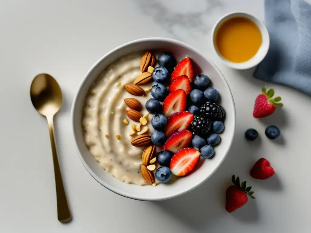 Desayuno saludable: avena integral con frutos secos y miel