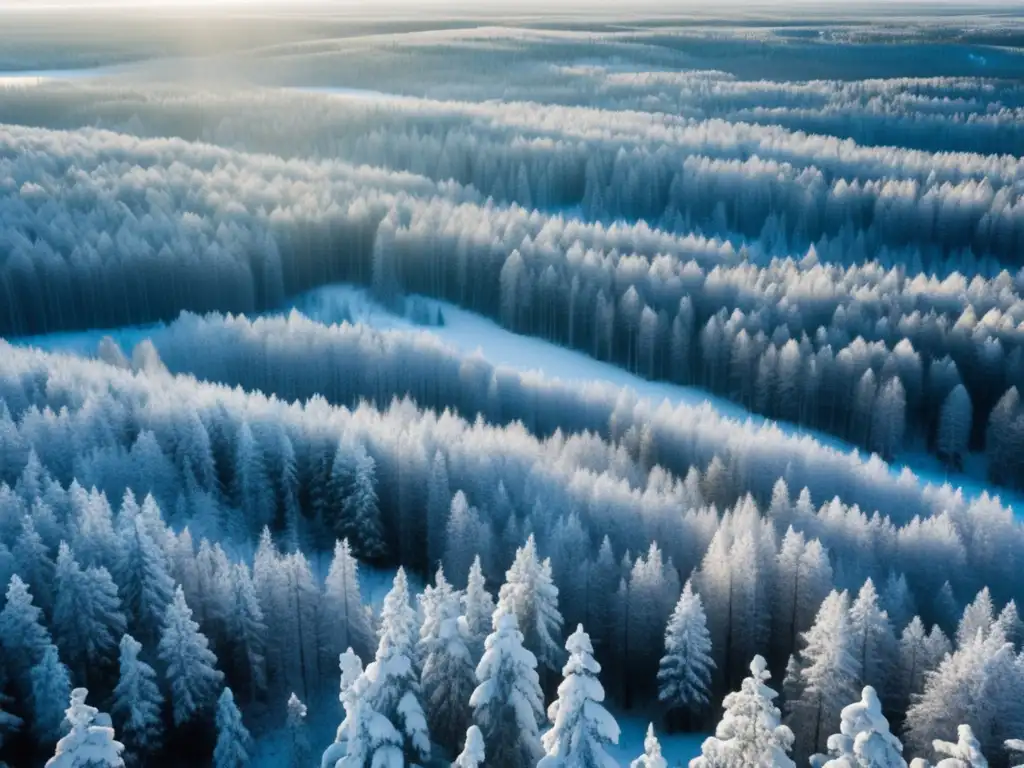 Paisaje de invierno en un bosque finlandés: cocina finlandesa y naturaleza