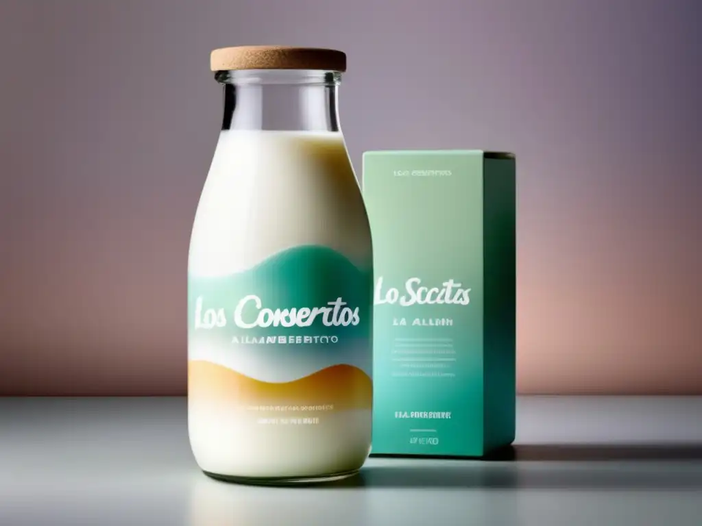 Botella de leche con diseño minimalista y abstracto, mostrando los secretos de la conservación de alimentos en leche