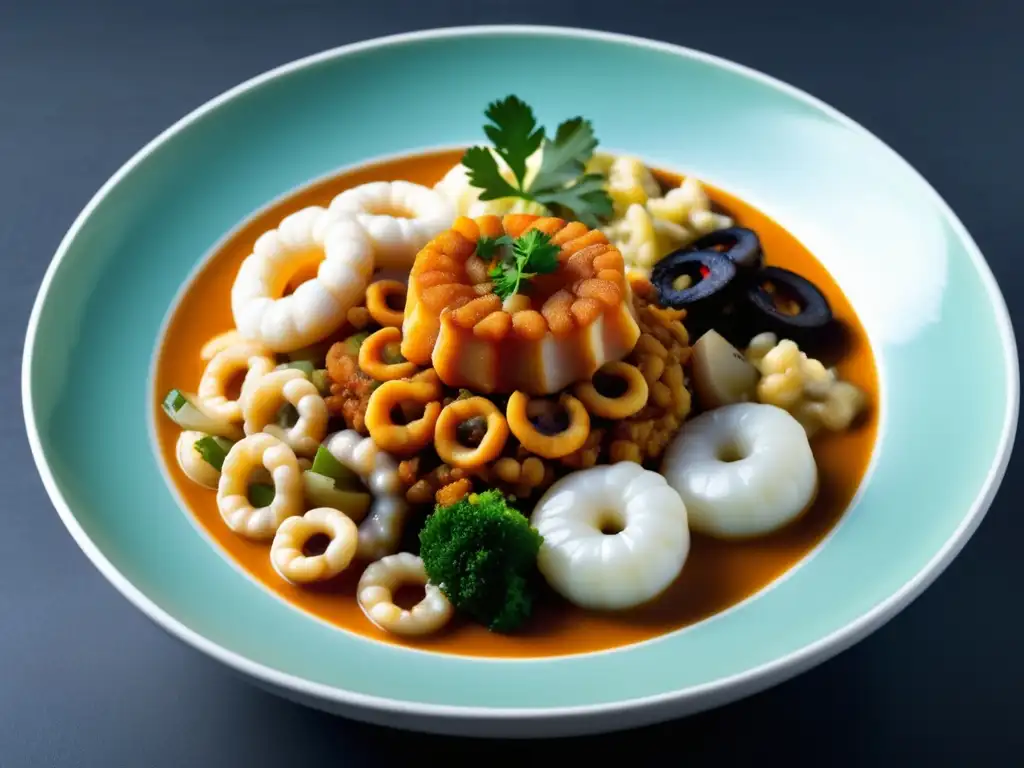 Plato de pochas con bacalao, calamares y pulpo: cocina vasca contemporánea