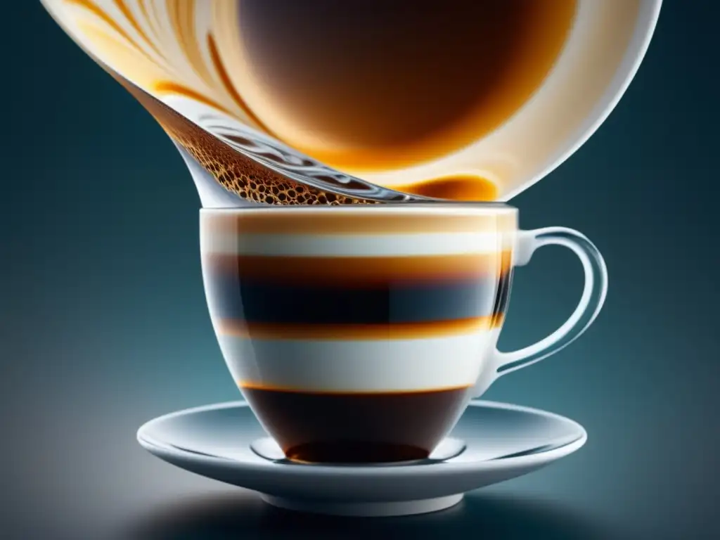 Café en capas: texturas, colores y aromas en una taza de vidrio transparente