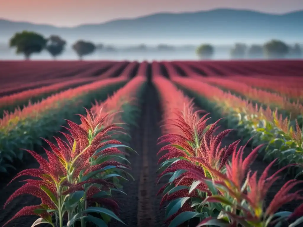 Quinoa roja: Beneficios y cómo cocinarla en una imagen de campo vibrante