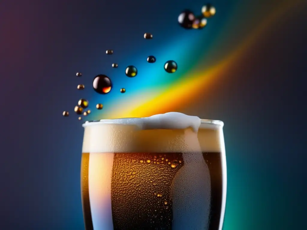 Cervezas negras: Bubbles de colores en vaso, elegante y minimalista