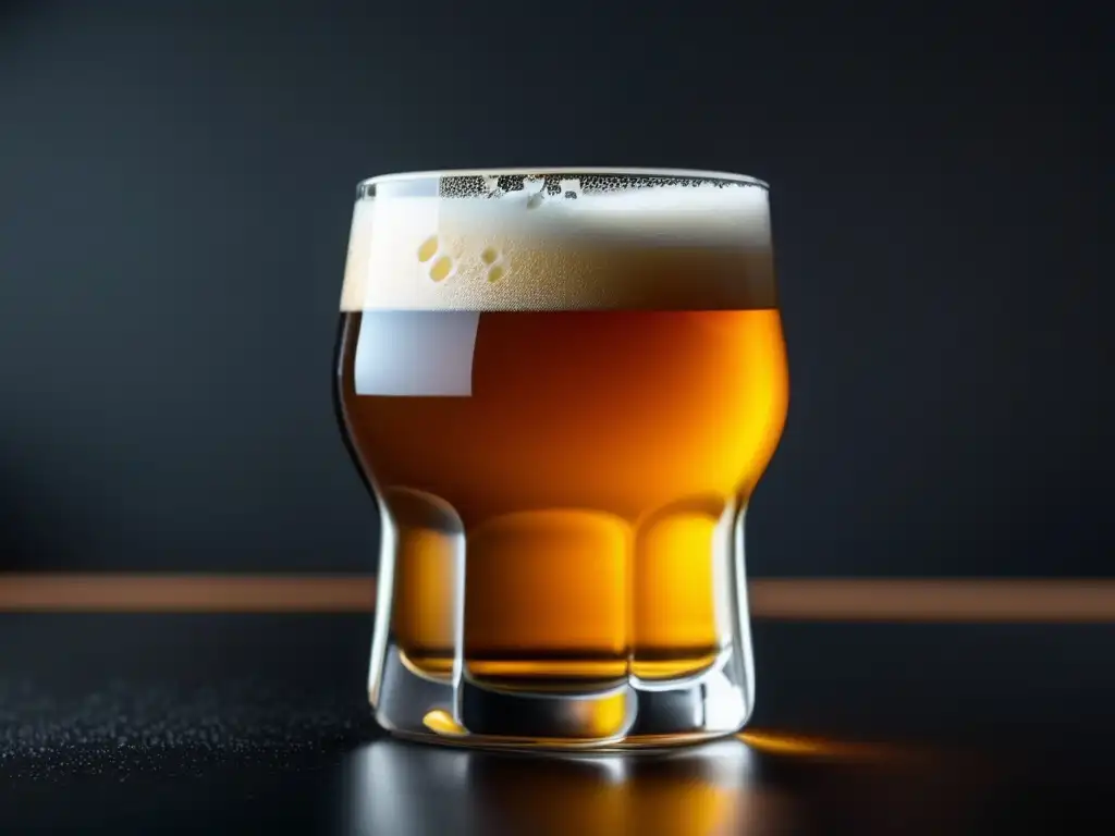 La IPA: Auge de cerveza de lúpulo en imagen de vidrio con cerveza ámbar y espuma blanca