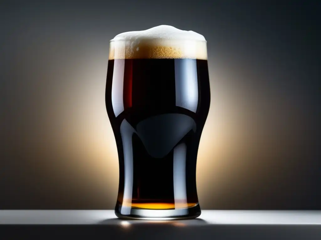 Cervezas negras: Desmitificando su sabor - Un vaso de cerveza negra con espuma cremosa y contraste llamativo