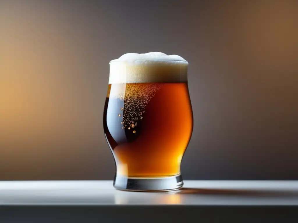 Cervezas weizenbock: Un híbrido alemán que debes probar - Imagen de una cerveza weizenbock en un vaso de vidrio con un diseño minimalista