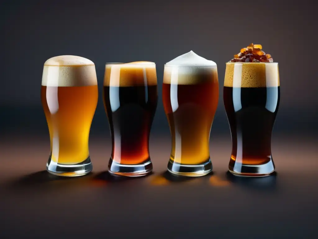 Cervezas negras: Desmitificando su sabor en una imagen 8k ultradetallada de perfiles de sabores, desde carnes hasta postres