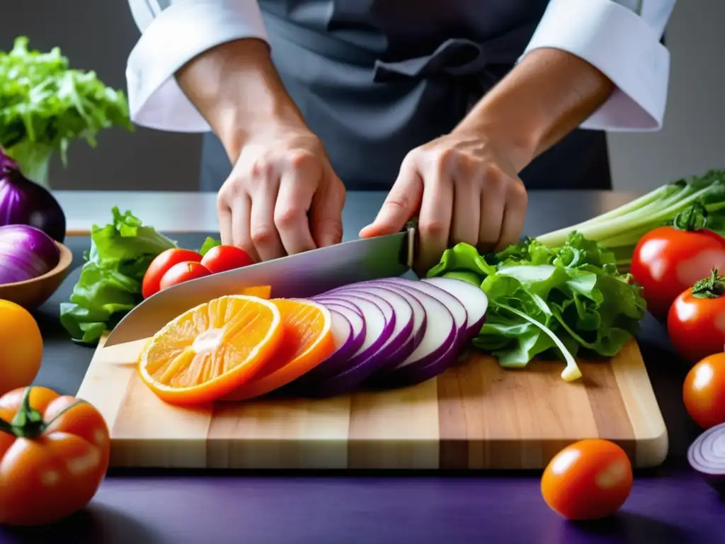 Chef cortando verduras con maestría: ¿Cómo Dominar el Arte de Cortar Verduras?