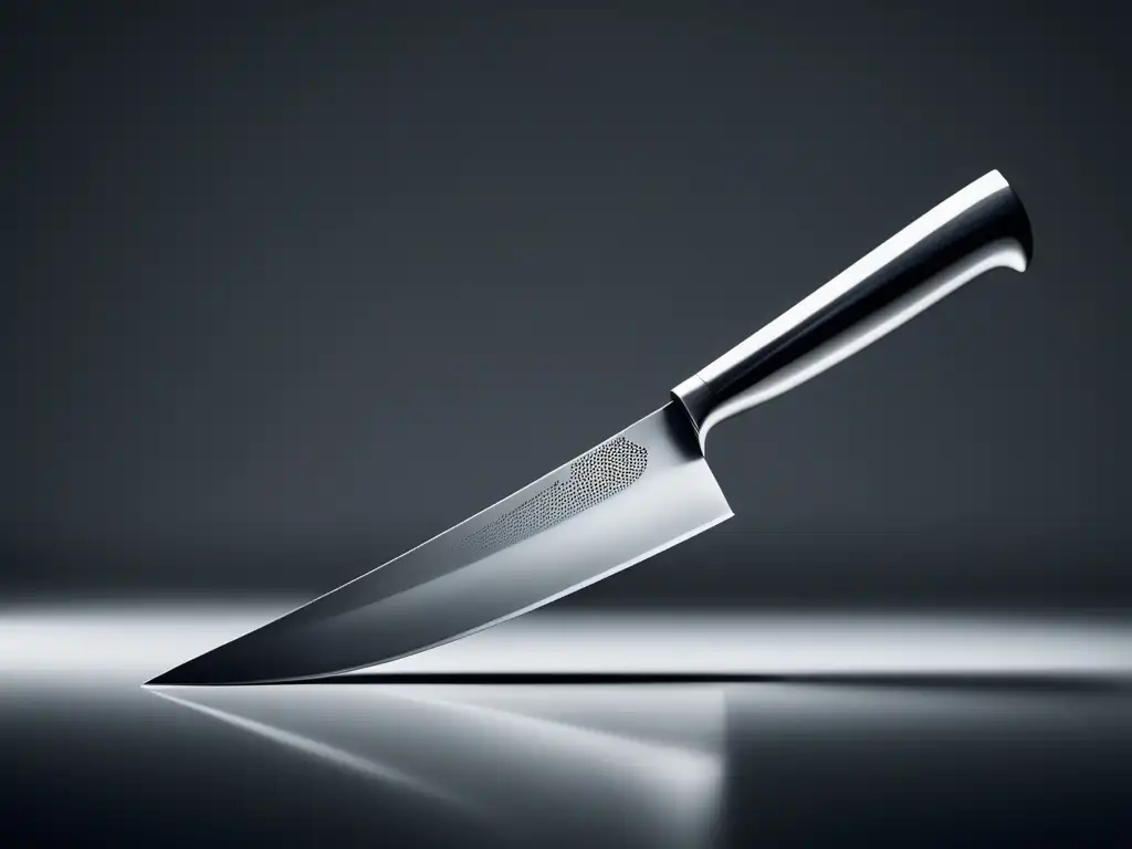 Cuchillo de chef suspendido, elegante y preciso, con fondo gradientado