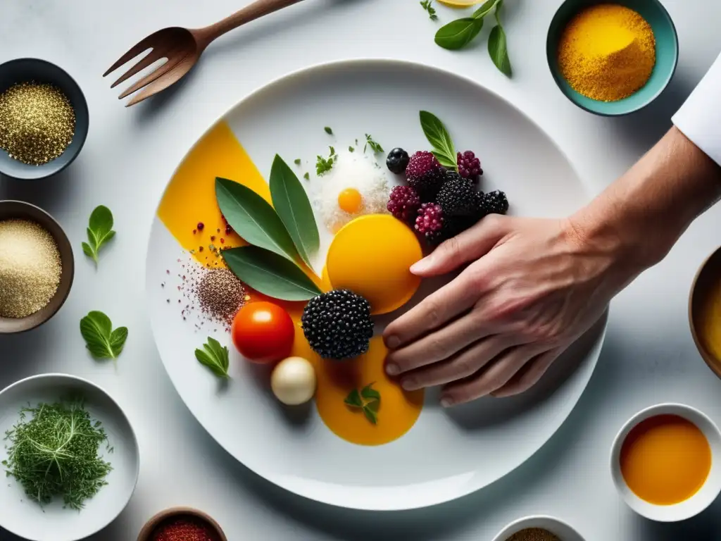 Chef experto preparando plato artístico - Ferran Adrià: El genio detrás de El Bulli