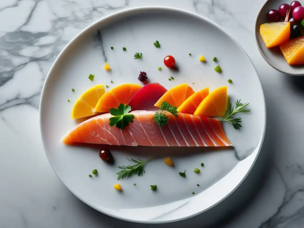 Cocción en Crudo: ¿El Futuro de la Gastronomía? - Arte culinario con ingredientes frescos y vibrantes en una elegante presentación