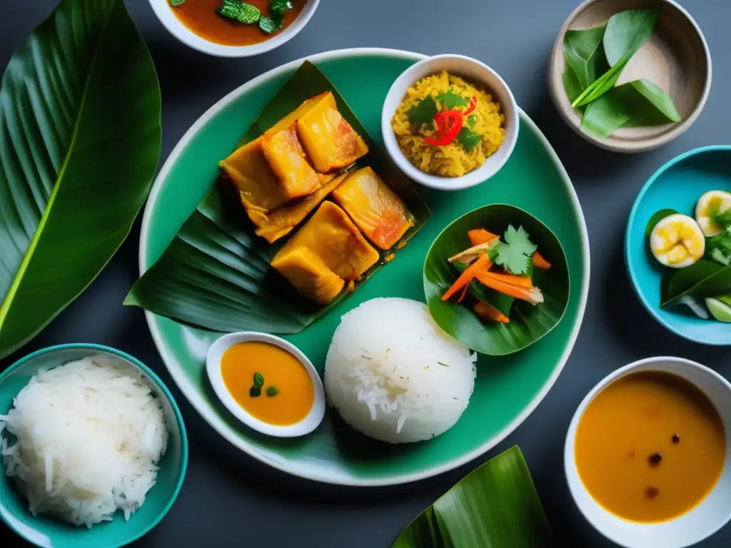 El Encanto de la Cocina Camboyana: Un Mosaico de Sabores - Comida tradicional camboyana en una vibrante y hermosa presentación