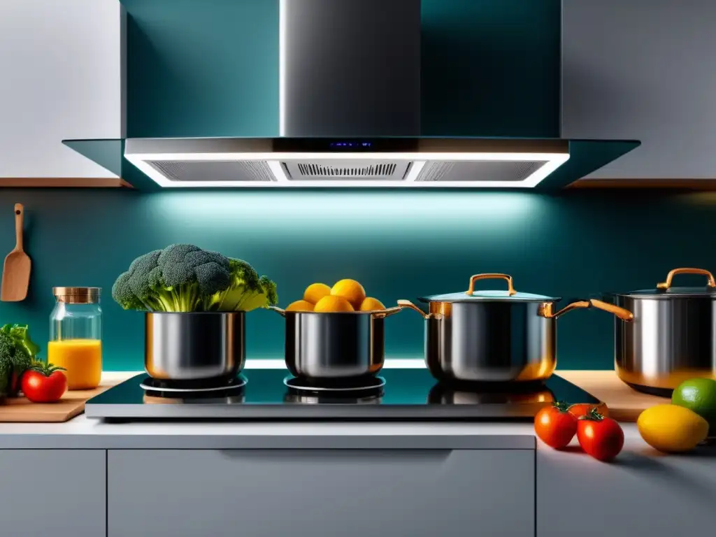 Cocina futurista con nevera inteligente, envasadora al vacío y máquina de hacer pan