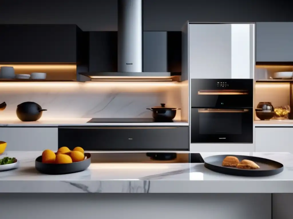 Cocina minimalista con electrodomésticos innovadores