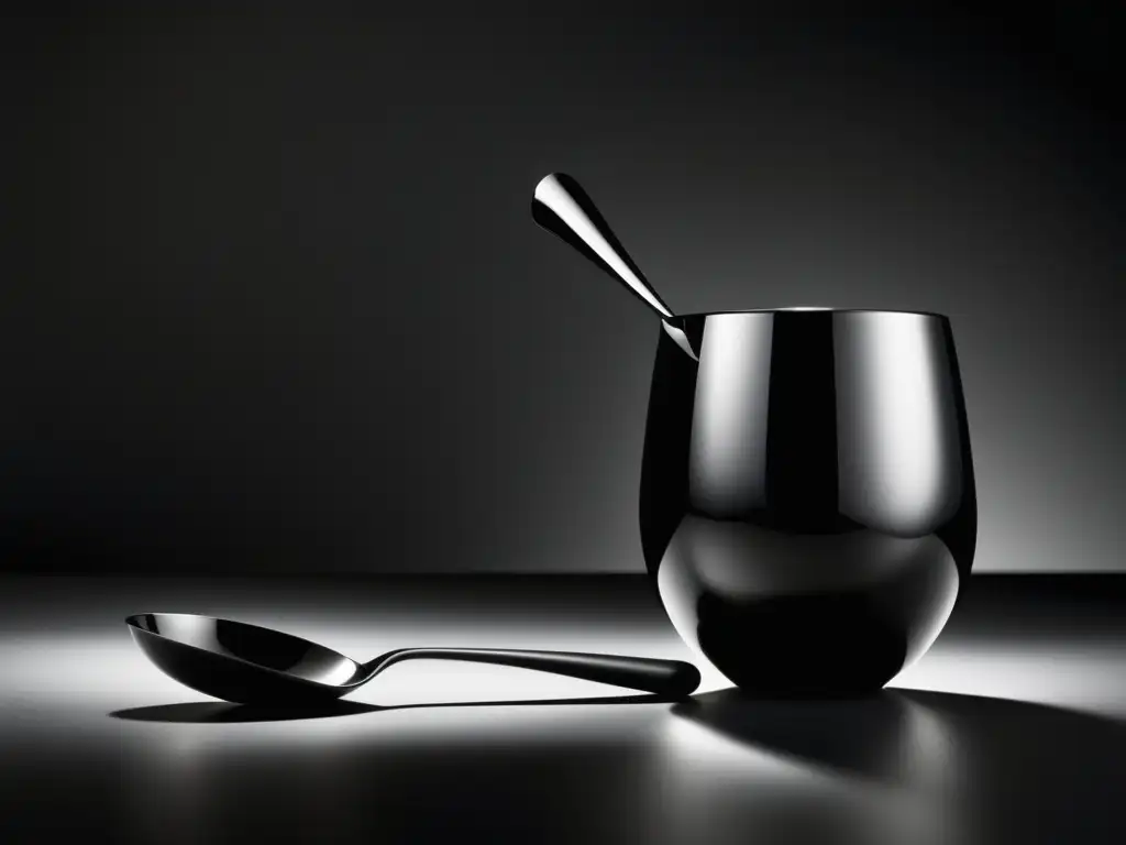 Cóctel Black Russian: Shaker, cuchara y vaso minimalistas