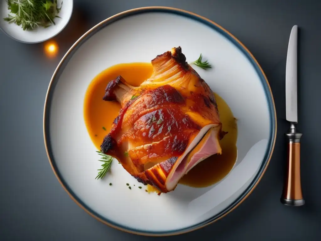 Codillo de cerdo al horno: ¡Delicioso y tentador plato con piel dorada y jugosa carne!