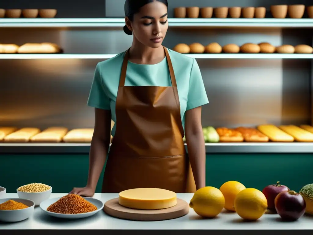 Poder de Colorantes Alimentarios en Panadería: Imagen 8k con estilo minimalista y abstracto