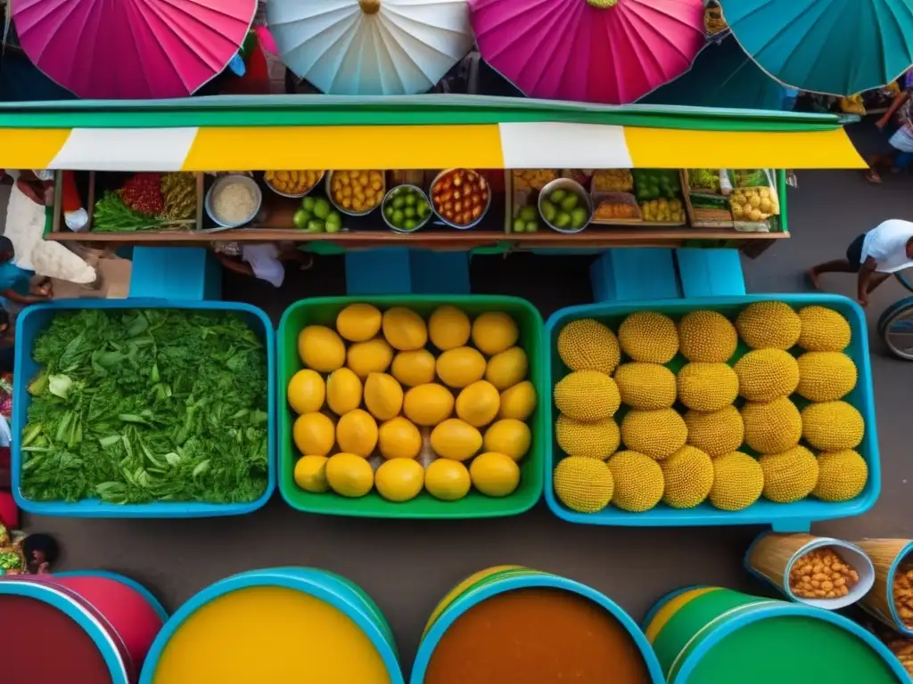 Sabores callejeros brasileños: vibrante mercado de comida con sabor a samba