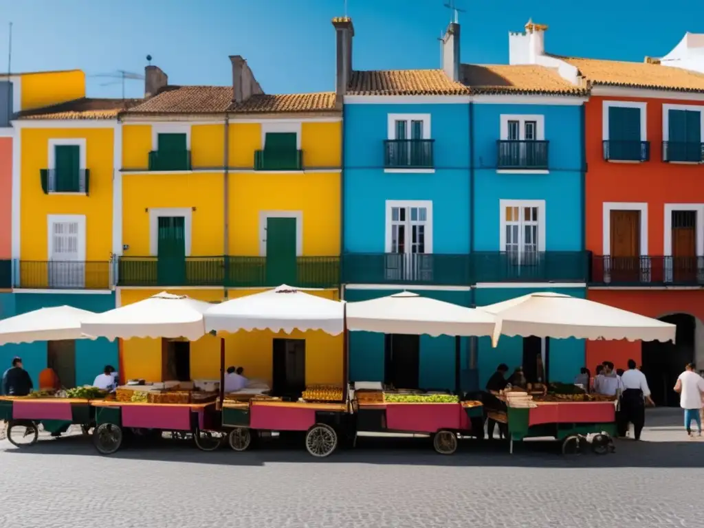 Comida callejera en Portugal: Escena vibrante y auténtica con platos tradicionales y colores llamativos