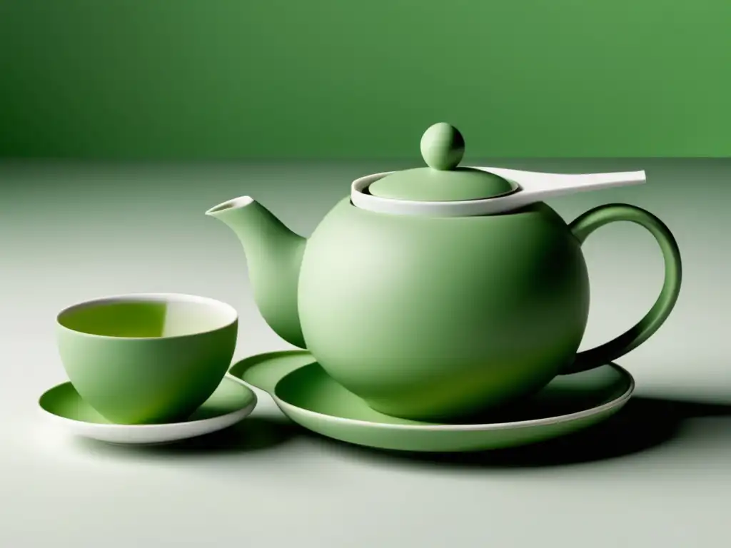 Conjunto de té minimalista y abstracto: teapot, teacup, saucer