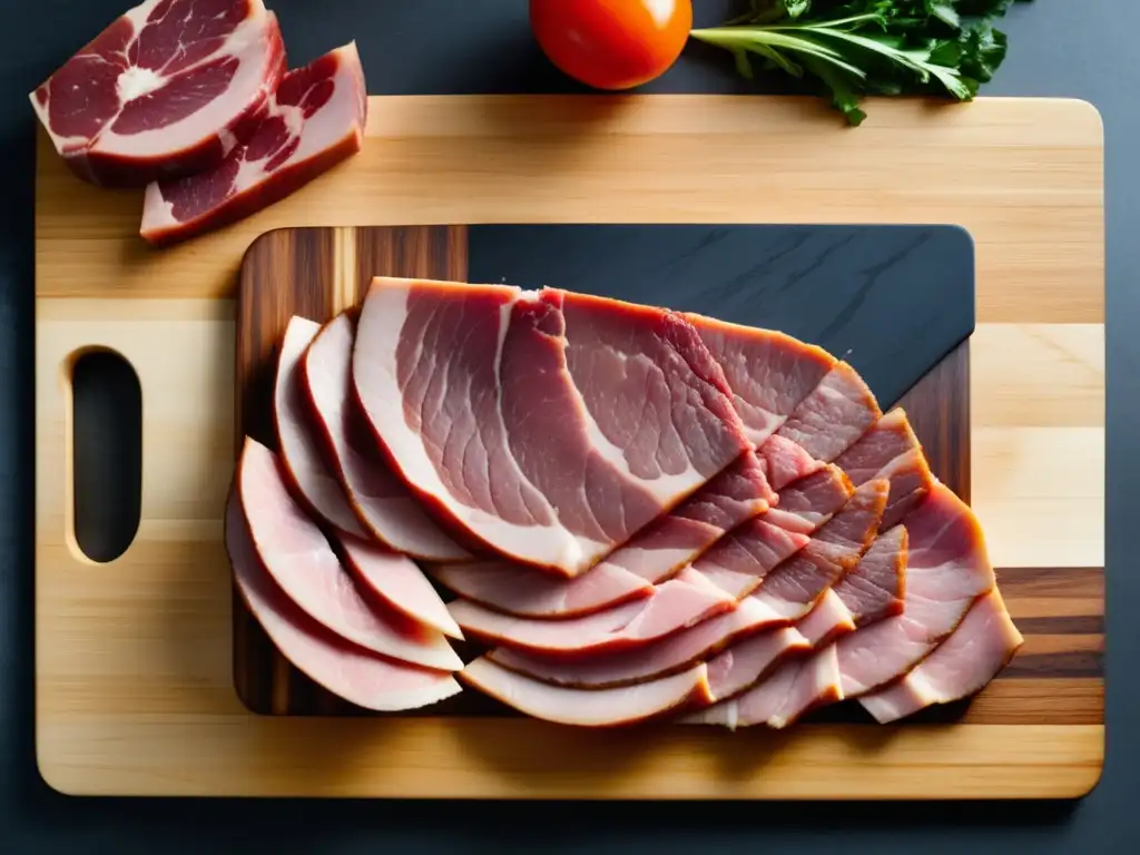 Tabla de cortar con carnes de cerdo, res y pollo, resaltando el poder de la carne en la cocina asiática