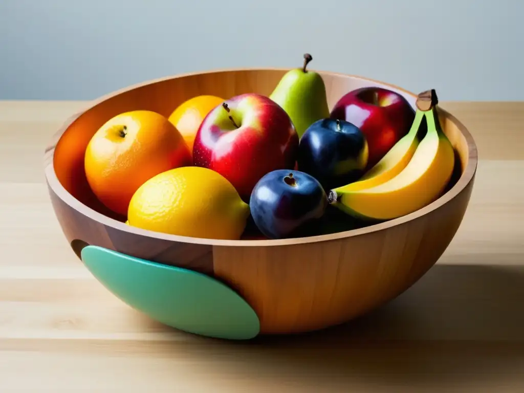 Frutas en cocina ayurvédica: Bowl minimalista y abstracto con frutas coloridas