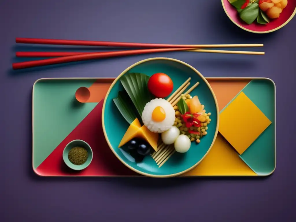 La Gastronomía de Macao: Un Encuentro entre Oriente y Occidente, fusionando sabores y tradiciones en una imagen 8k vibrante y minimalista