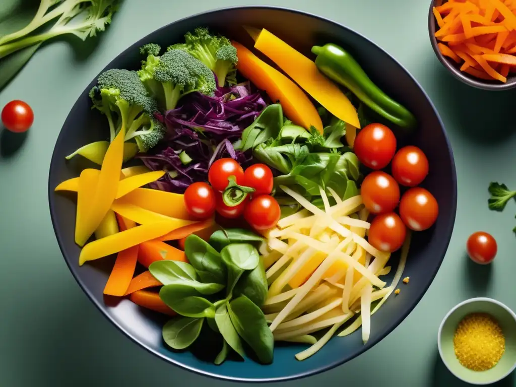 Ensalada colorida de vegetales: comida vegana nutritiva y deliciosa para niños