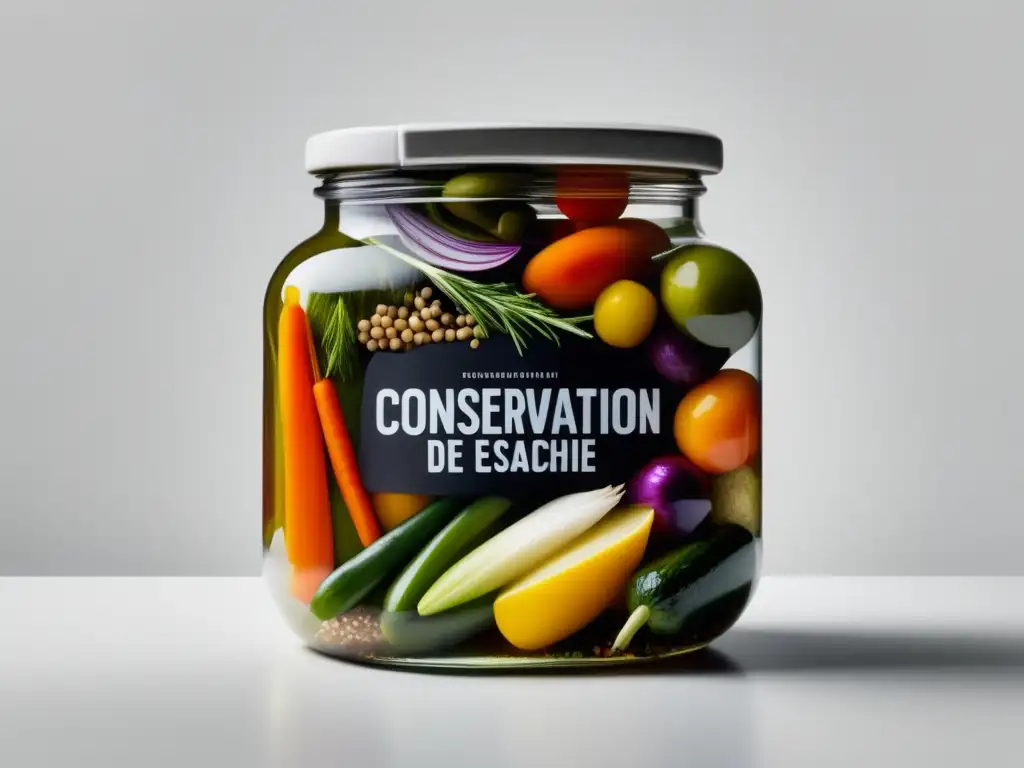 Jarra de alimentos en escabeche: conservación fresca y profesional