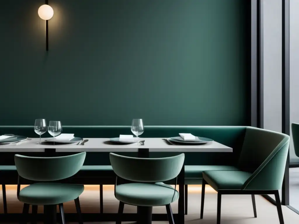 Imagen de la experiencia sensorial en restaurantes: ambiente minimalista y elegante con mesa bien puesta, iluminación cálida