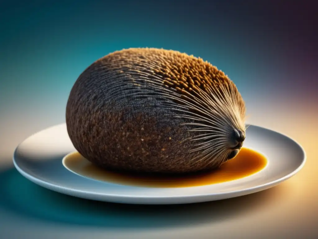 Imagen del Festival del Haggis en Escocia: un haggis tradicional en un plato blanco, con detalles y colores capturados en alta resolución