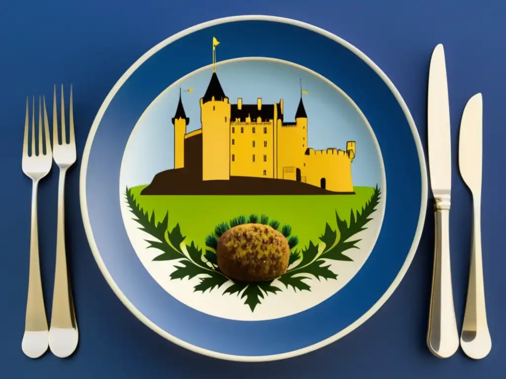 Festival del Haggis en Escocia: Castillo escocés, haggis perfectamente cocido y adornado con hierbas frescas