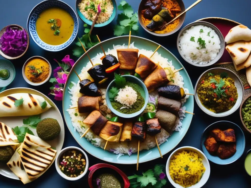 La Magia de la Cocina Persa: Un Vistazo a la Gastronomía de Irán - Feast de platos persas, kebabs suculentos, arroz fragante y especias tradicionales