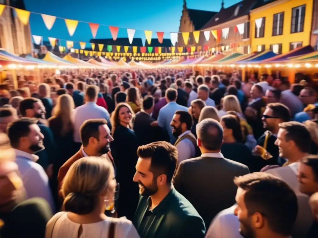 Fiesta de la Cerveza en Bélgica: Una imagen abstracta y minimalista que captura la vibrante atmósfera de este evento imperdible