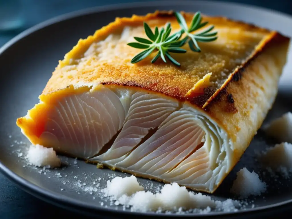 Fillet de pescado en costra de sal: jugoso, dorado y exquisito