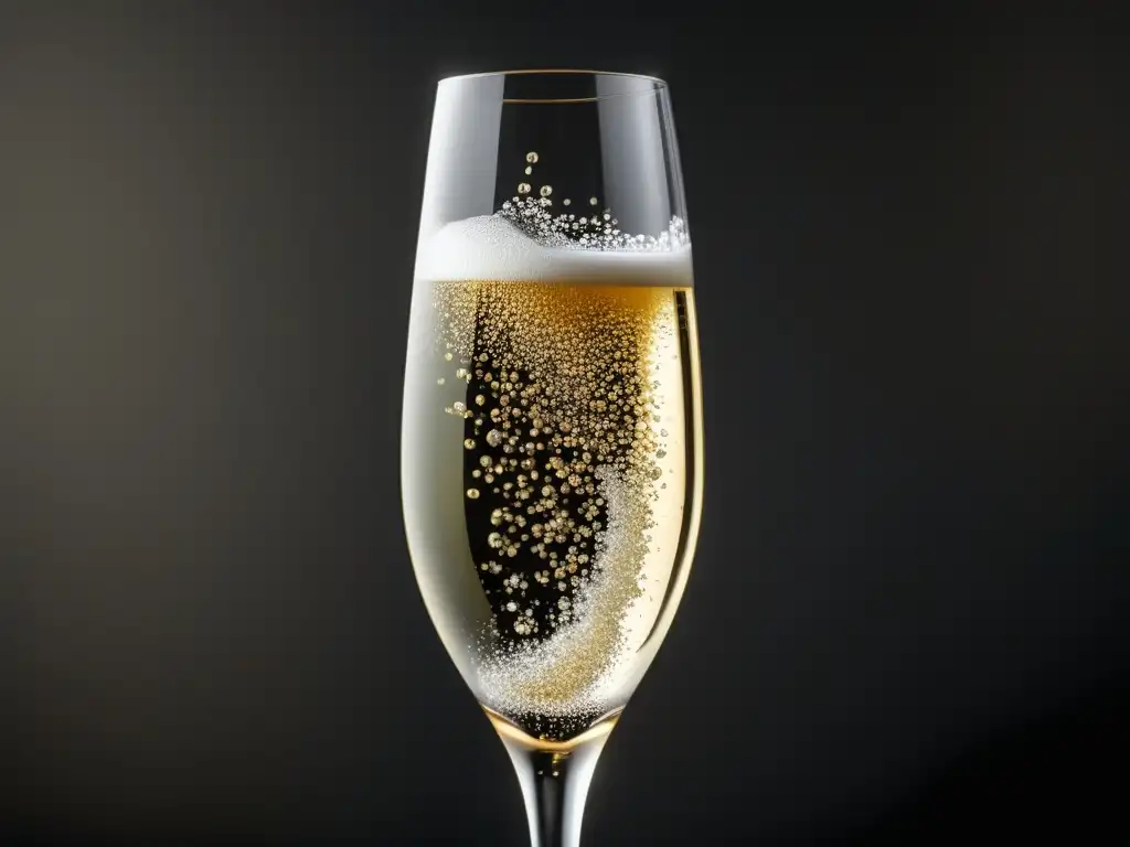 Imagen de flauta de champagne con vino espumoso: detalles exquisitos y efervescencia