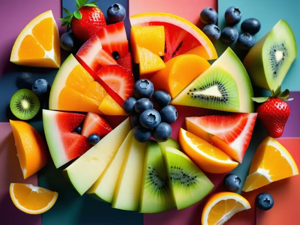 Frutas para ensaladas: una imagen vibrante y refrescante de una ensalada de frutas colorida y minimalista