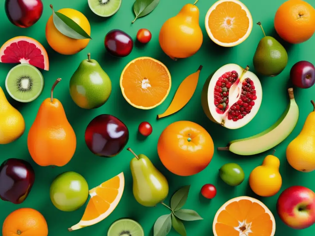 Descubre propiedades ocultas de frutas: 8k imagen abstracta minimalista con vibrante paleta de colores