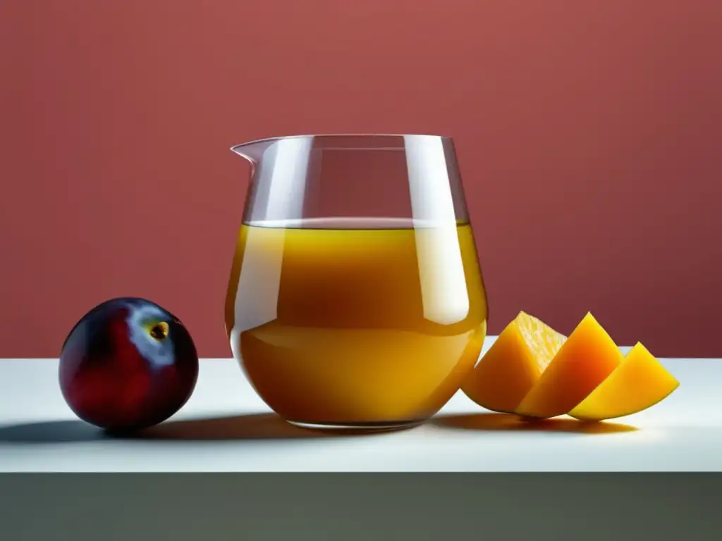 Imagen: Representación minimalista y abstracta de frutas fermentadas - Gastronomía: Frutas fermentadas: El secreto mejor guardado (110 caracteres)