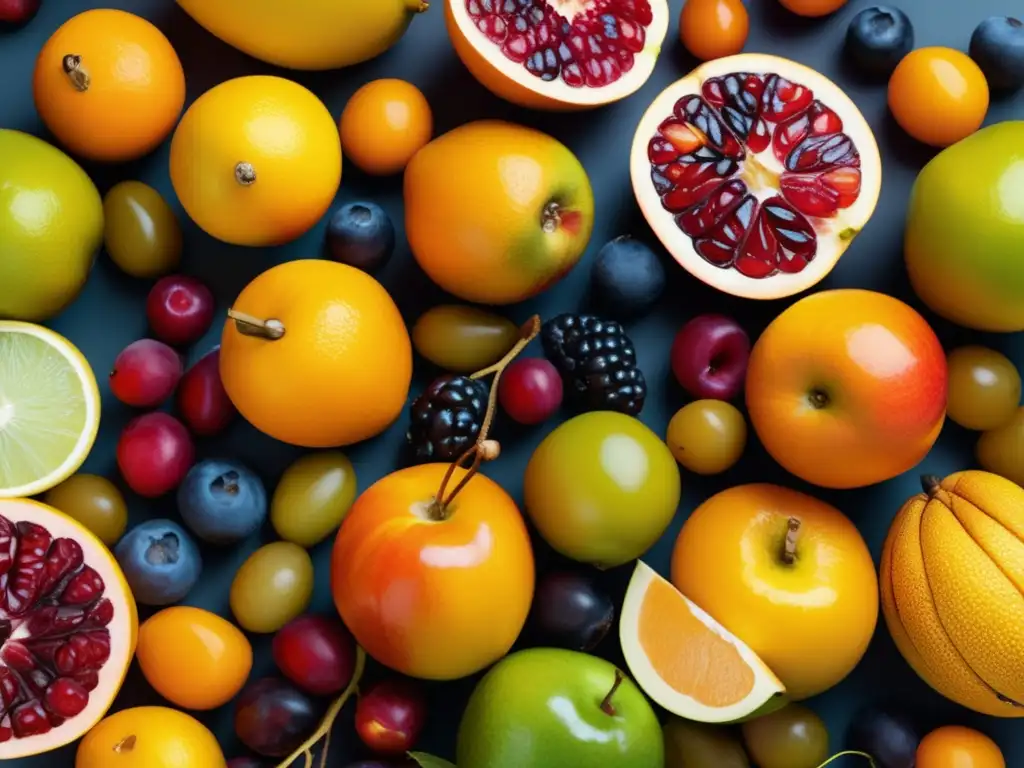 Frutas de otoño: Texturas y colores que inspiran - Composición vibrante y abstracta de frutas otoñales en una imagen 8K