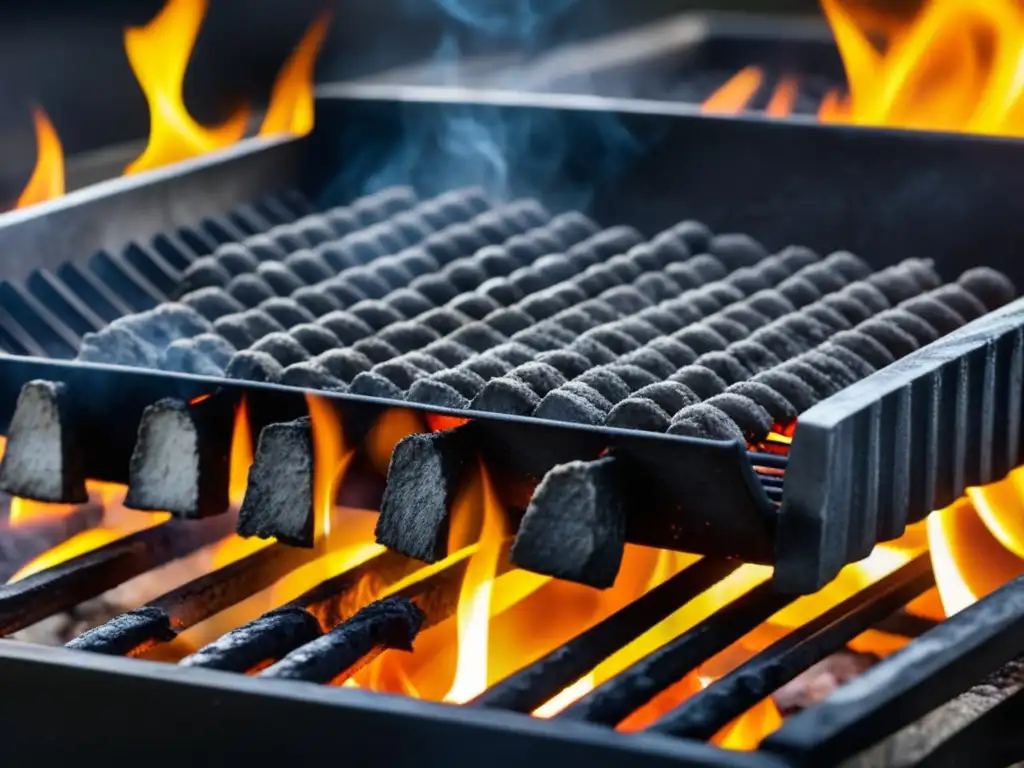 Parrilla de carbón: detalle de grill con diseño minimalista y abstracto