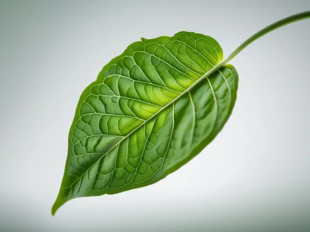 Albahaca: La Joya Verde de la Gastronomía - Hoja de albahaca en tono vibrante resaltando sus detalles y textura