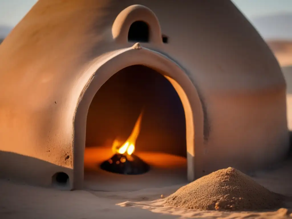 Horno de barro en uso, evoca autenticidad y riqueza culinaria del Oriente Medio