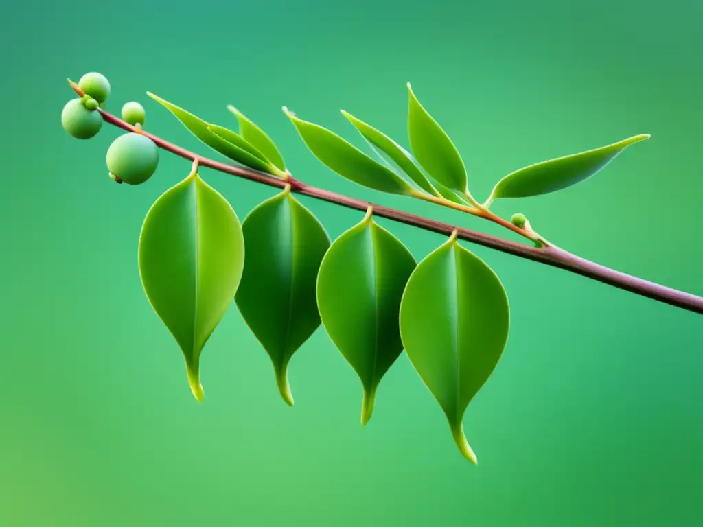 Guandú, secreto culinario de Centroamérica, en imagen minimalista de planta con vainas verdes colgantes