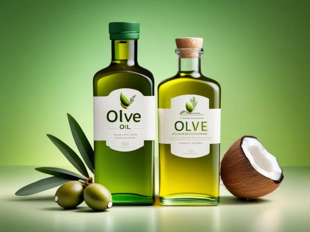 Aceite de oliva vs aceite de coco: contraste en texturas, colores y elegancia