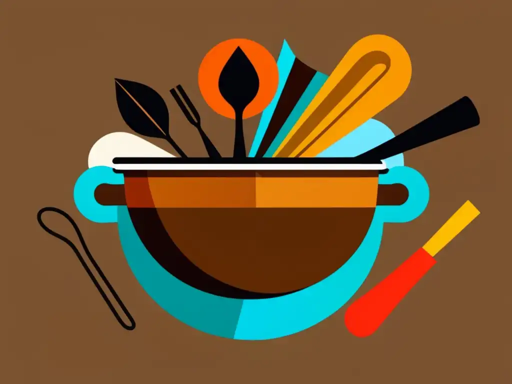 Representación abstracta y vibrante de la Cocina Afroamericana: Soul Food y Más Allá